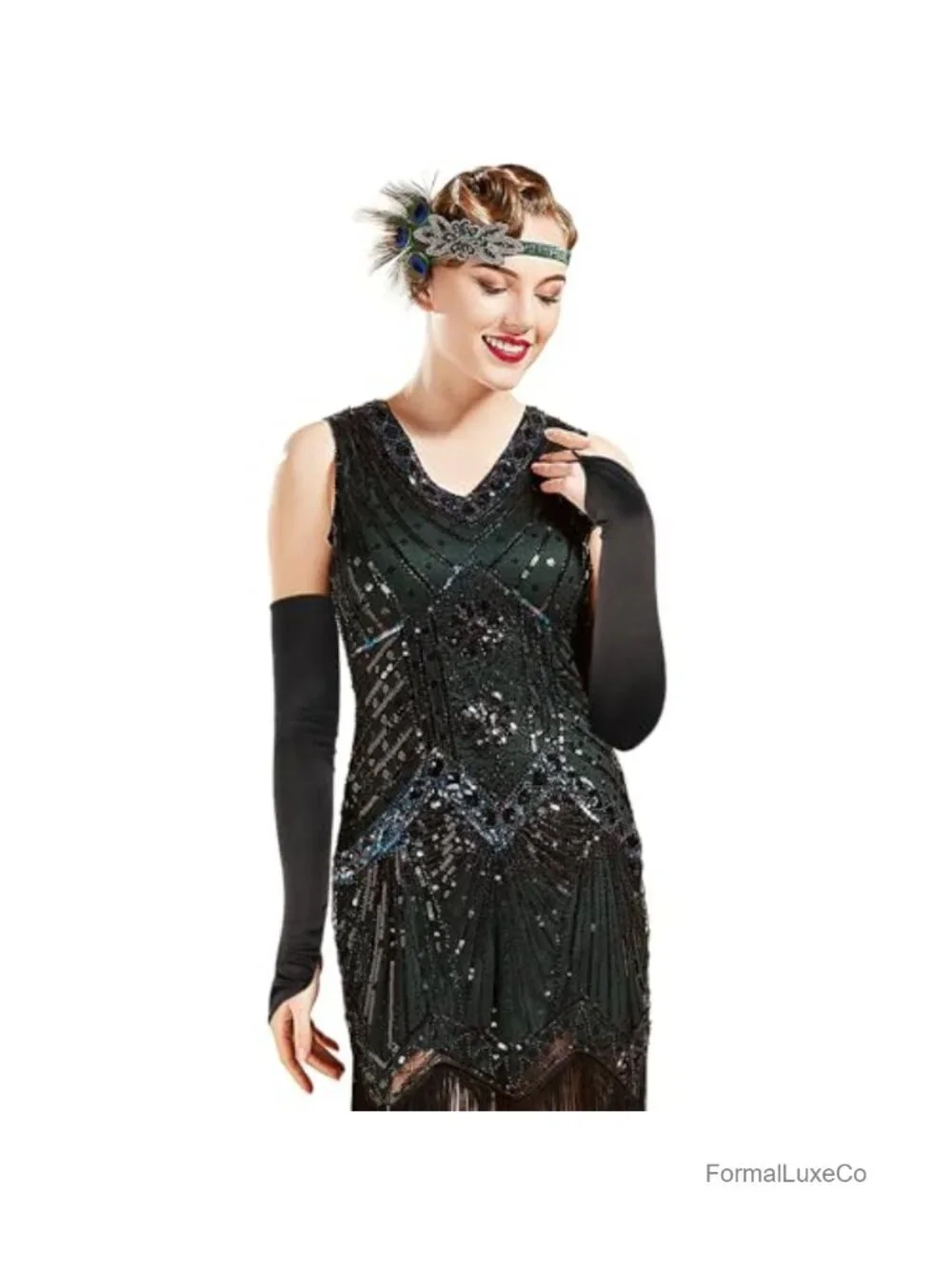 Women Fingerless Opera Gloves 1920s Satin Elbow Length